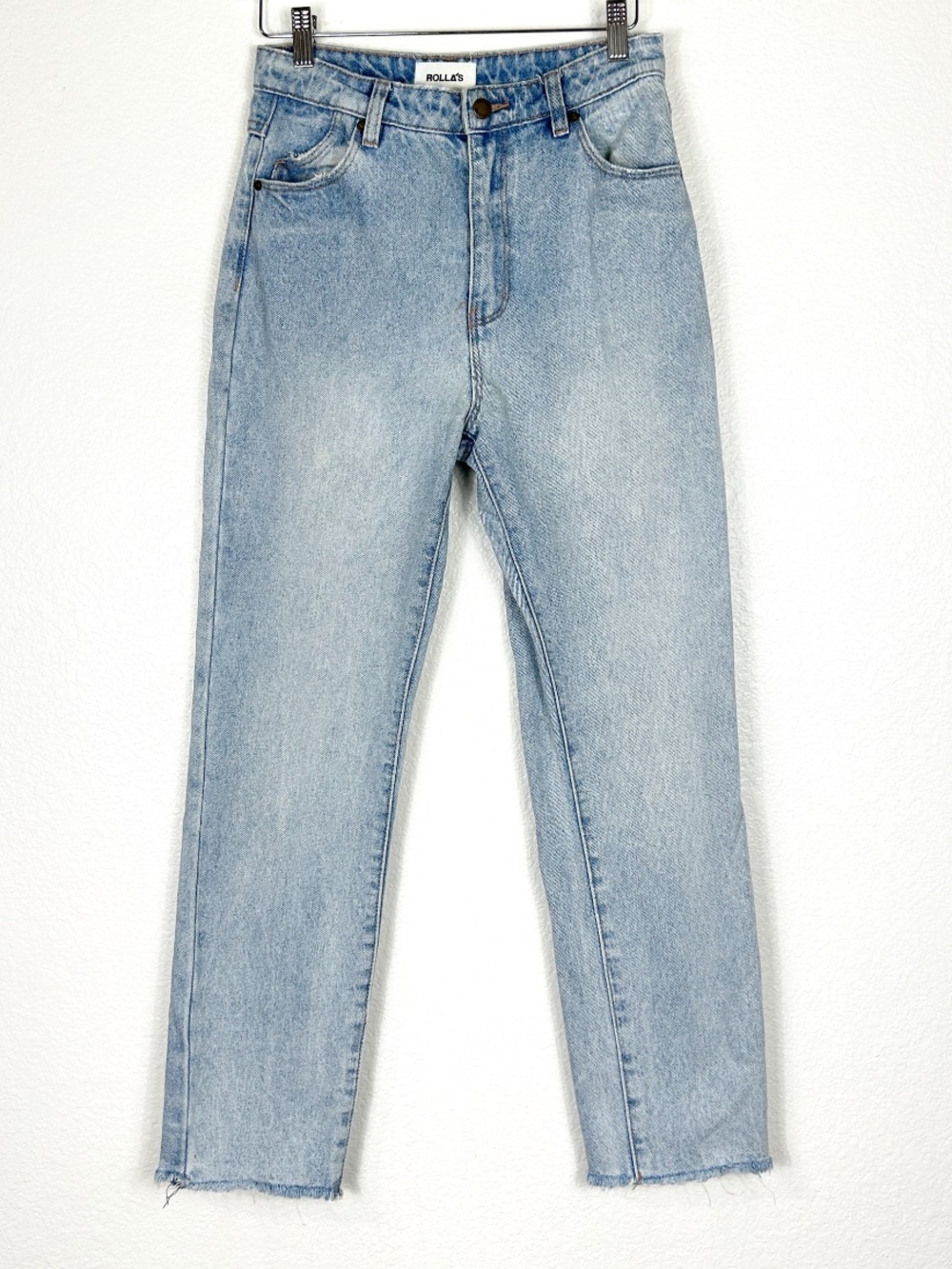 Rolla’s Dusters high rise slim frayed hem light wash denim jeans size 27
